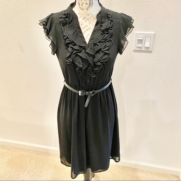 Vintage Zara Basic Collection V-Neck Ruffle Sleeves Dress - Picture 2 of 16